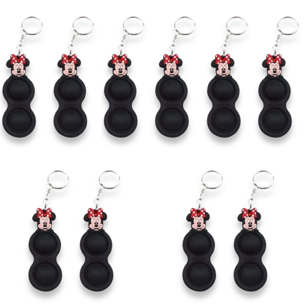 (10) Lot of Minnie Mouse Wholesale Simple Dimple Keychain Push Pop Fidget Toy